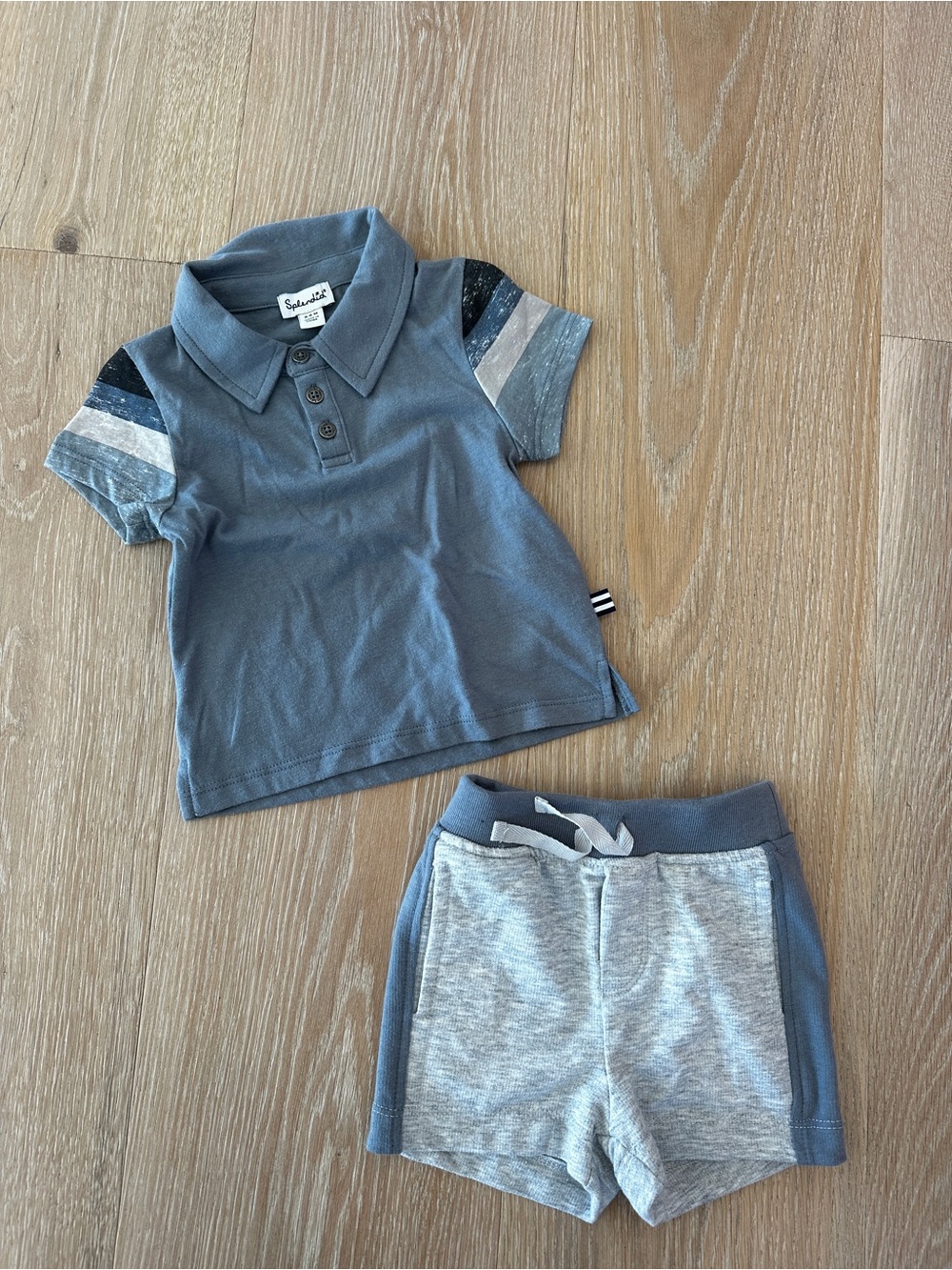 Splendid Set: Blue Polo & Heather Gray Shorts 3-6 Month